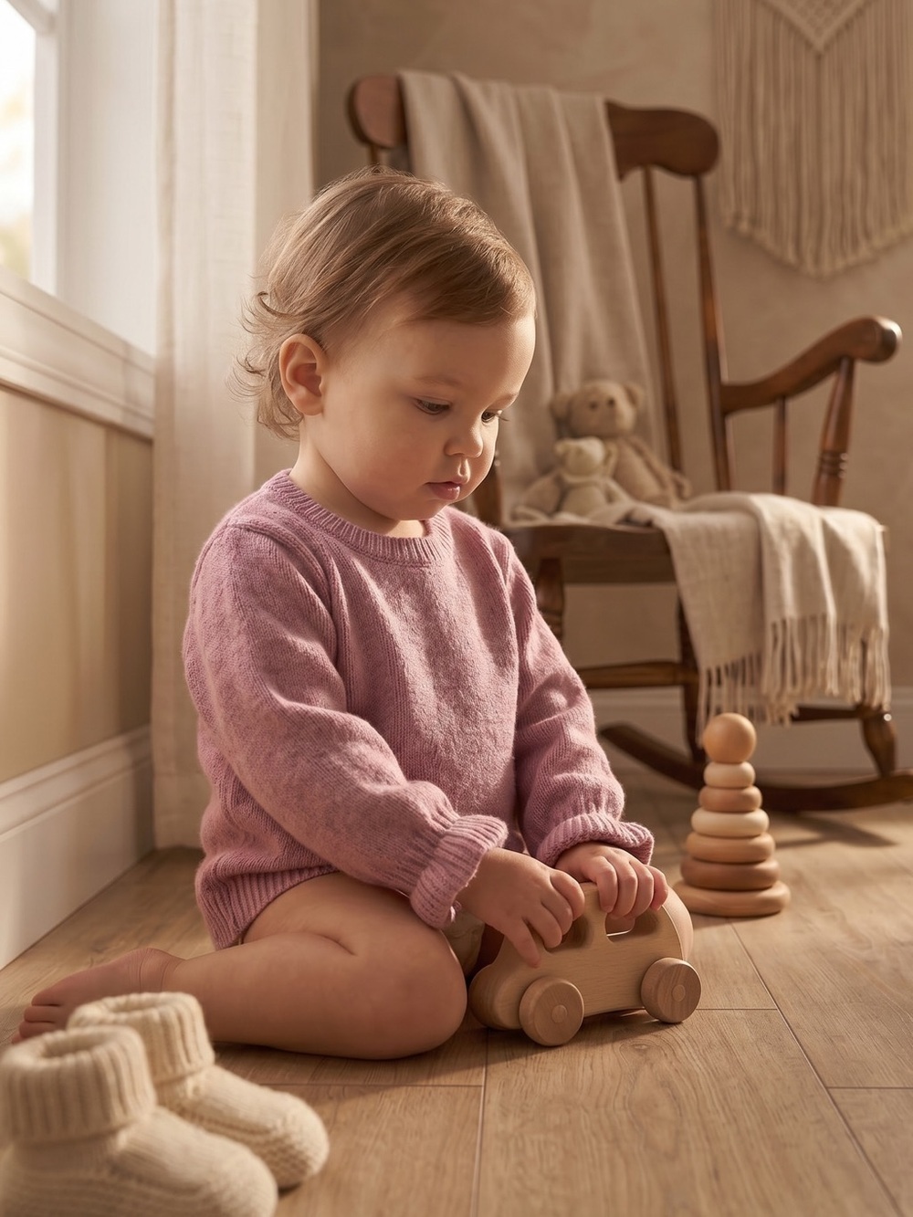 George Toddler Knit Sweater in Mauve Pink